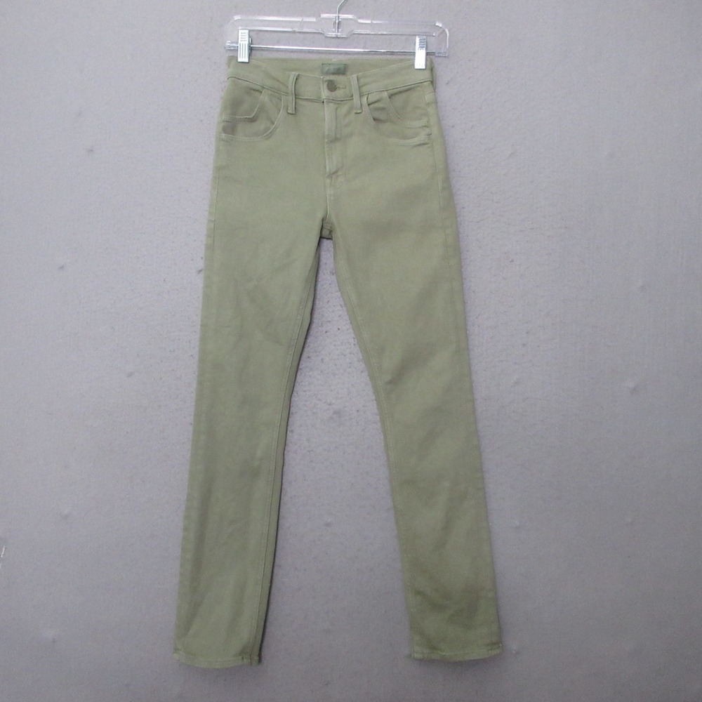 MOTHER Jeans 24 The Stash Mid Rise Dazzler Ankle Sage Green Skinny Contemorary